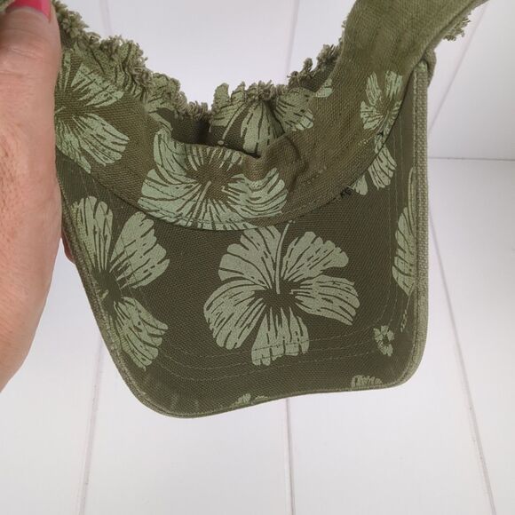 Omaha Henry Doorly Zoo Women's Visor Adjustable Olive Tropical Floral Distressed - Picture 8 of 8